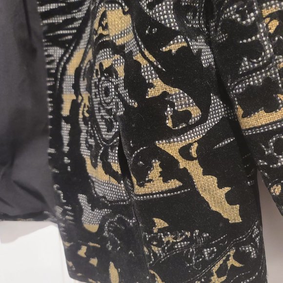 Chico's Gold & Gray Velvet Jacquard Blazer, Size 1 - Picture 5 of 6